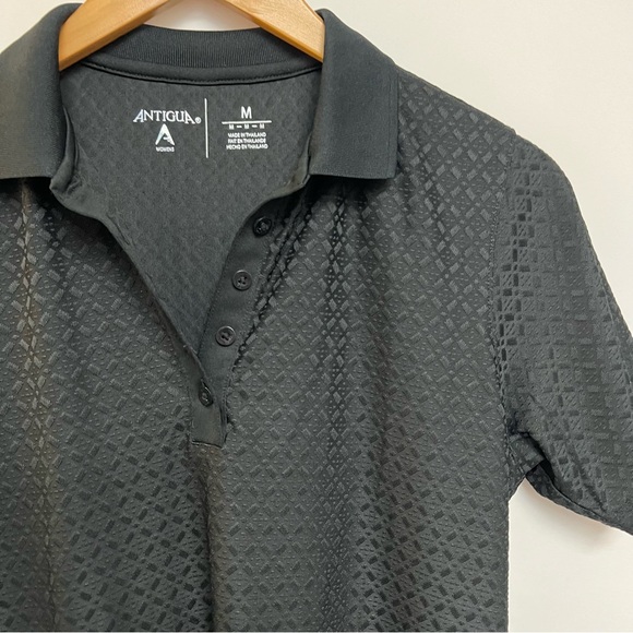 Antigua Women's Black Gold Polo Collared Shirt Textured Athletic Tennis Medium - Picture 5 of 6